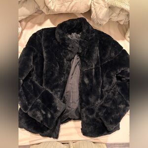 Luxurious Black Faux Fur Coat